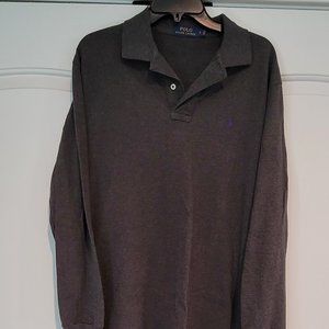 Men's Polo Ralph Lauren long sleeve pique polo shirt Large - charcoal gray